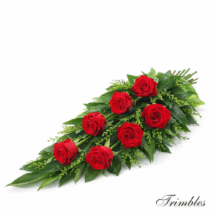 Red Rose Spray with Green Foliage
