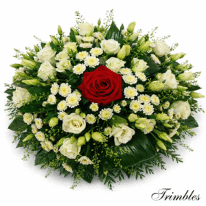 Elegant funeral posy with red rose