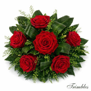 Red rose posy with green foliage