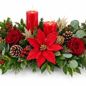 Festive Two-Candle Christmas Table Centrepiece