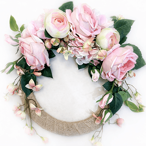 Soft Blush Rose Crescent Wreath
