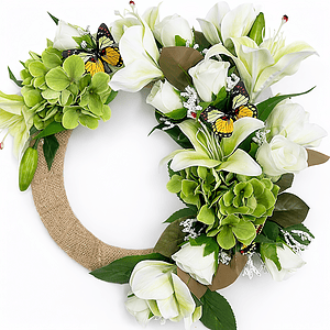 White Meadow Crescent Wreath