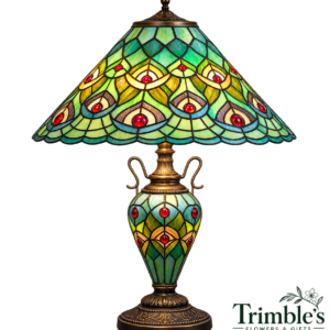 The Peacock Majestic , Double Lit Tiffany Style Lamp