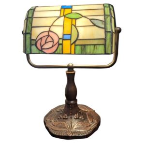 Mackintosh Rose Tiffany Banker’s Lamp