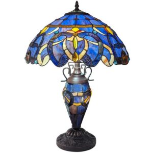Sapphire Art Nouveau Double-Lit Tiffany Lamp – 60cm