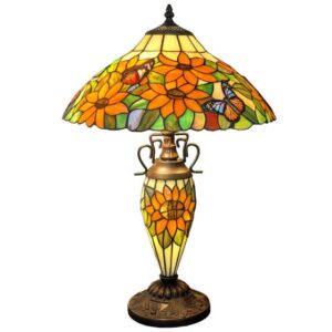 Sunflower Garden Double-Lit Tiffany Lamp – 60cm