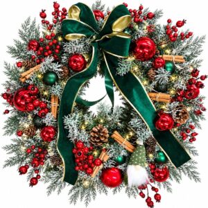 Large Evergreen Velvet Bow Wreath