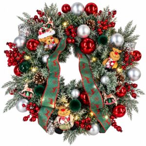Large Luxury Traditional Christmas Wreath with Reindeer & Teddy Bears