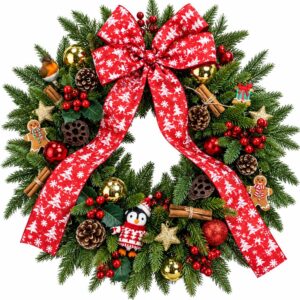 Large Traditional Red Ribbon Christmas Wreath