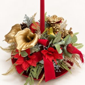 Red & Gold Christmas Candle Centrepiece
