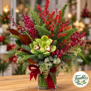 Festive Orchid & Winter Berry Arrangement