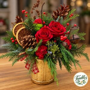 Christmas Rose & Evergreen Arrangement